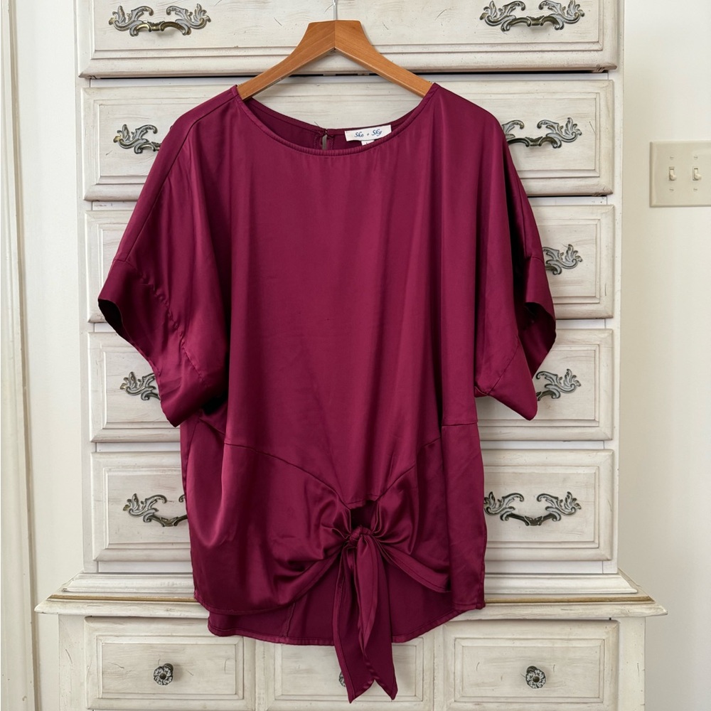 Vici Ruby Red Satin Top - image 1
